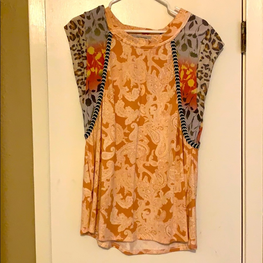 NWOT Ces Femme Paisley & Leopard Print Top